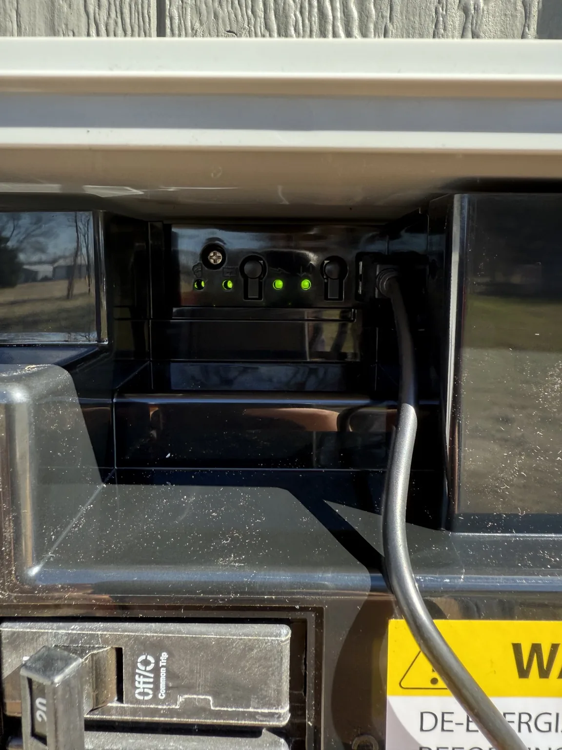 Green indicator lights on solar monitoring equipment